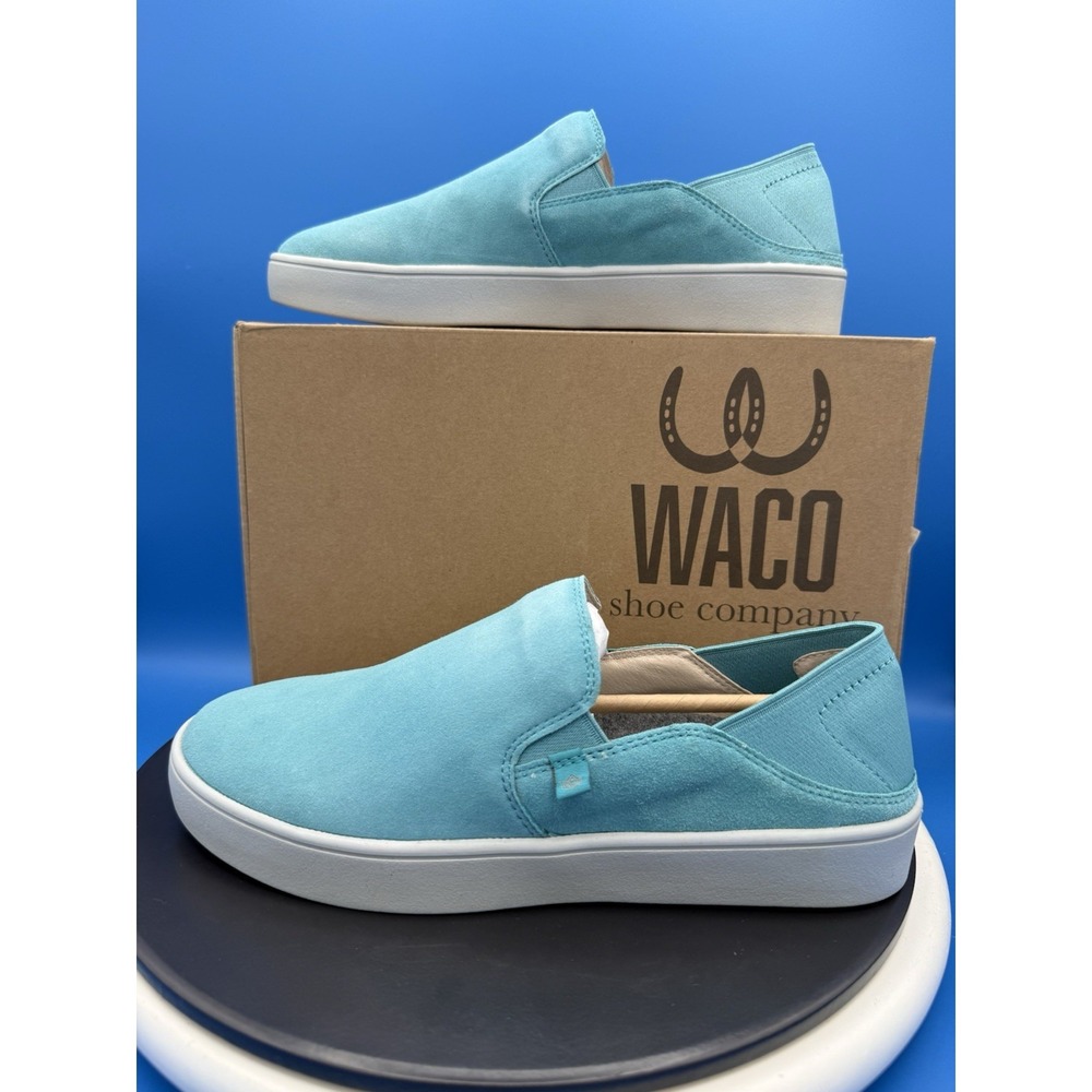 Spenco Saylor Womens Size 9.5D Aqua Sea Blue Slip On Leather Sneakers Shoes NEW